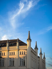 Old European town hall with many spires in northern Germany