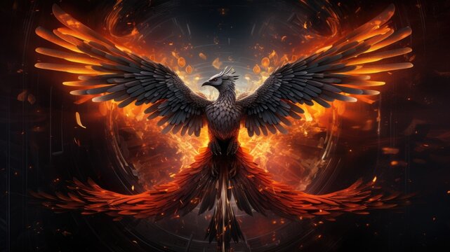 Abstract image of bird with burning wings, Phoenix