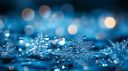 Foto op Aluminium Snowflakes in Detail.  Close-Up Snow Crystals © EwaStudio