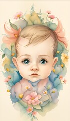 little girl with flowers