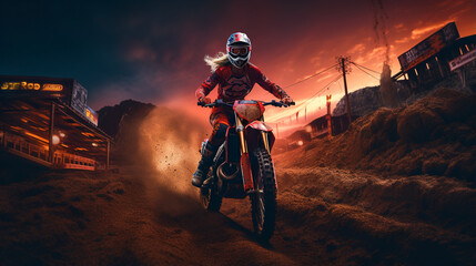 Naklejka premium Extreme Motocross Action on a Gritty Dirt Track