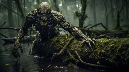 Swamp monster.  Nightmare creature.  AI Generated