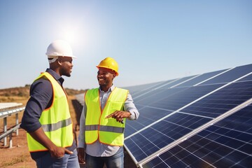 electrical engineers in a solar panel plant working