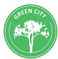 Green city. Green sign, emblem, market, banner, sticker