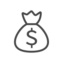 Money Bag Icon Vector in line style isolated on white background.
