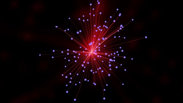 Abstract neon bright flame with glitter that sparkles and swirls, 3D animation. 