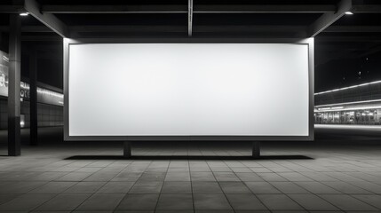 Blank Canvas for Promotion, endless possibilities of digital media on a black and white signboard in a shopping center.