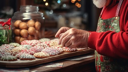 Fototapeta premium Christmas Cookie Decorating with Colorful Sprinkles