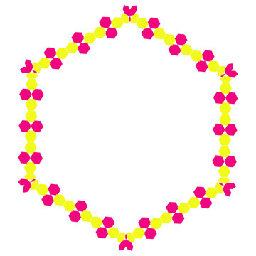 pink yellow hexagone border frame