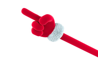 Santa showing left or pointing gesture. Christmas and New Year Day event concept. 3d rendering