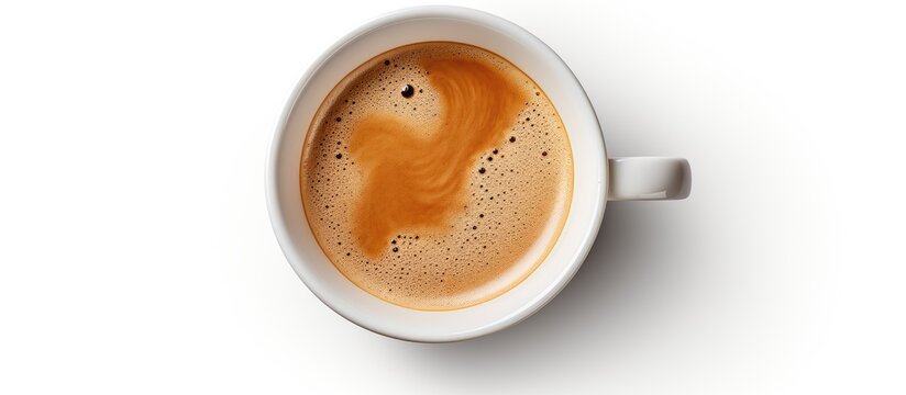 Isolated white cup of coffee from above