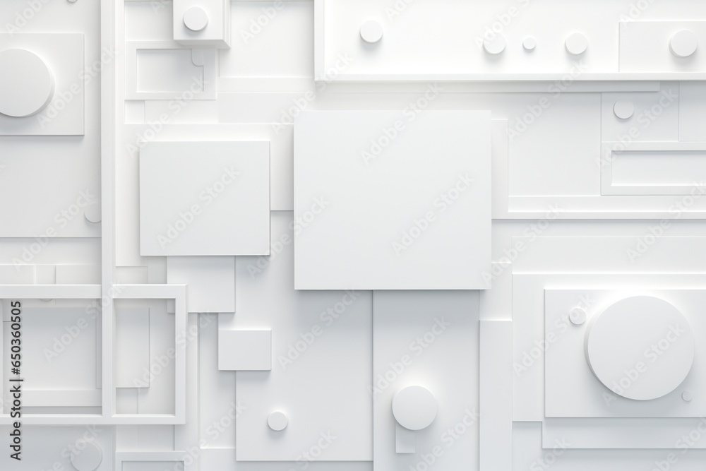 Aufkleber A picture of a white wall featuring a variety of shapes and sizes. This versatile image can be used in a multitude of projects.