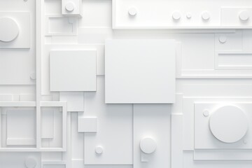 A picture of a white wall featuring a variety of shapes and sizes. This versatile image can be used in a multitude of projects.