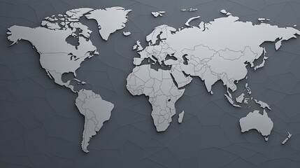  a map of the world is shown on a gray background.  generative ai