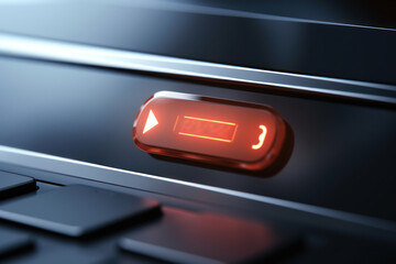 A close up view of a red button on a keyboard. This image can be used to depict technology, computer hardware, or the concept of pressing a button.