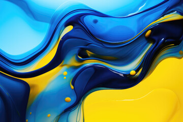 Colorful blue and yellow liquid waves wallpaper
