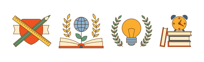 College and University Emblem and Badge Vector Set