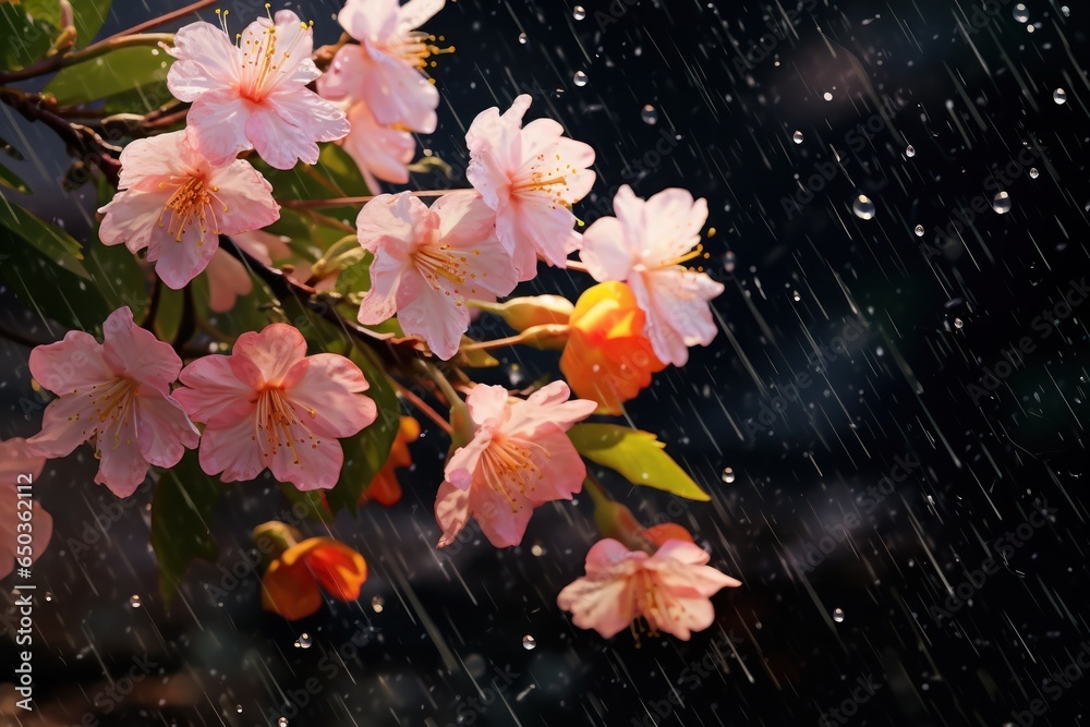 Aufkleber a bunch of flowers drenched in the rain, perfect for adding a touch of nature and freshness to any p