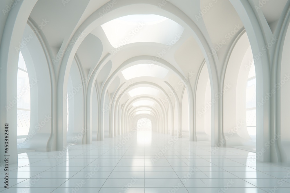 Aufkleber An empty white room with arches and windows. Can be used as a blank canvas for various design concepts.