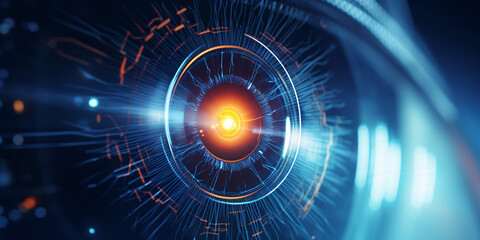 Modern medical treatment of the human eye using laser surgery. Generative Ai - obrazy, fototapety, plakaty