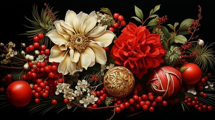 Traditional Christmas Wreath Background