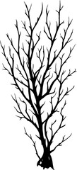 Silhouette of dry branch decorated background comic scene by dry ink with isolate transparent background generated AI