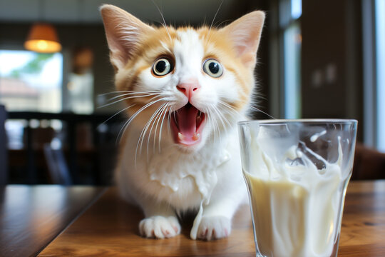 Hilarious shocked cat with wide-open mouth in a comical expression of fear, perfectly capturing the essence of surprise and despair in animals.
