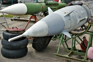 Old rockets of the Soviet Union. Old military equipment.