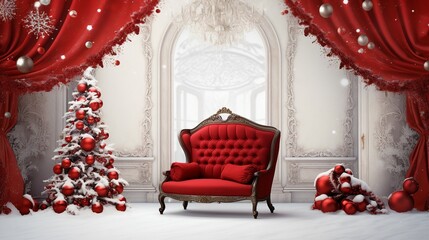 Christmas Pattern Red Christmas Balls on White Background