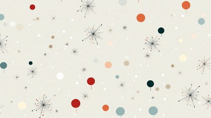 Subtle Pastel Christmas Symbol Pattern with Snowflake