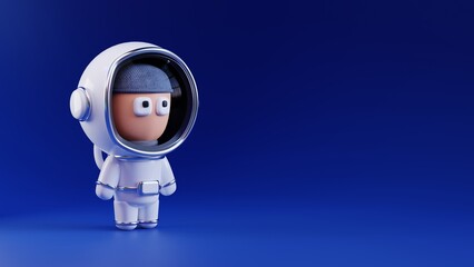 Astronaut, cartoon image of a researcher in a space suit. 3D render.