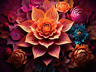 3d sunflower bouquet, vector, high relief, ultra high definition