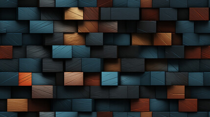 Brick wall infused with 3D geometric patterns for an unending texture