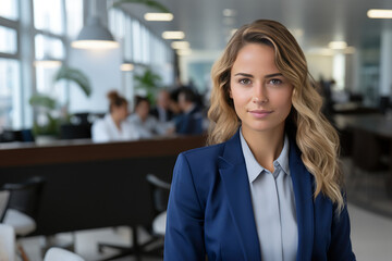 Corporate Lady: Radiance in Blue Business Suit