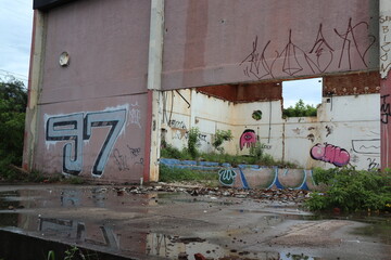 graffiti on the wall, abandoned building
