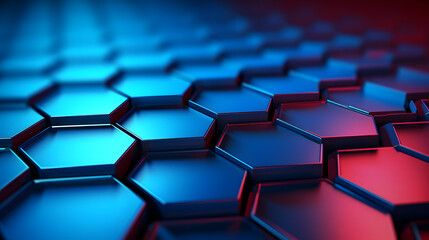 Obraz premium an abstract hexagon pattern behind a light blue background, in the style of ultraviolet photography, metallic surfaces