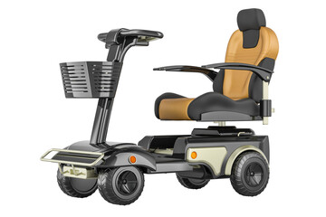 Powered mobility scooter. 4 Wheel Electric Powered Wheelchair Mobile Device, 3D rendering isolated on transparent background © natatravel
