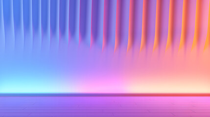 modern light blue wall with neon lights 3d illustration, in the style of light orange and light magenta