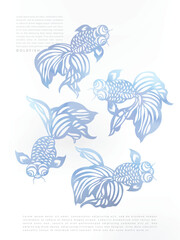 Chinese  Japanese or KoreanWatercolor Painting Goldfish Antique Porcelain Pattern.