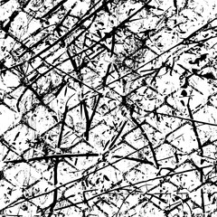 Abstract black grunge texture. Distress texture of spots, stains, ink, dots, scratches. Vintage damaged backdrop. Dirty artistic design element for print, template and abstract background