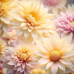 Pink and yellow flowers background.