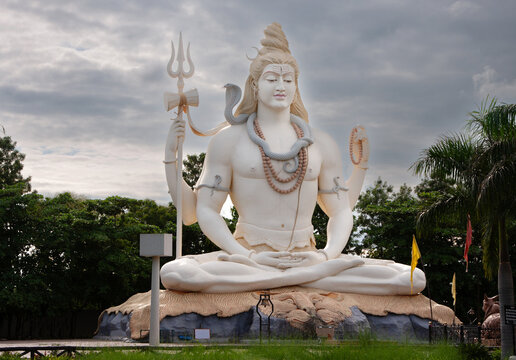 The 76 feet tall Lord Shiva statue on August 07, 2012 at Kachnar City, Jabalpur, India. This is one of the tallest statues in India