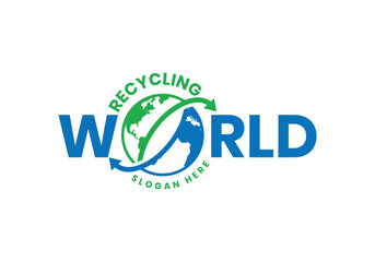 Naklejka premium Recycling world logo design idea. World recycle logo vector