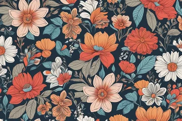 Tapeten seamless vector floral pattern with flowers seamless vector floral pattern with flowers seamless floral pattern with hand drawn flowers.  vector illustration © Shubham
