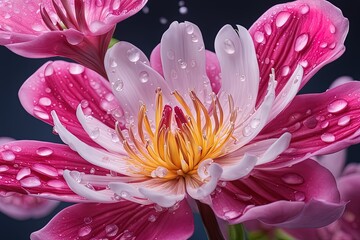 beautiful pink orchid flower beautiful pink orchid flower pink lotus flower with water drops - Powered by Adobe