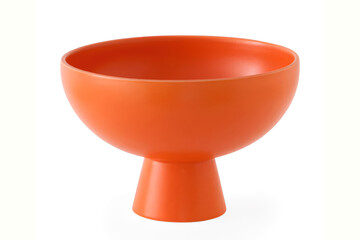 Orange color ceramic bowl isolated on white