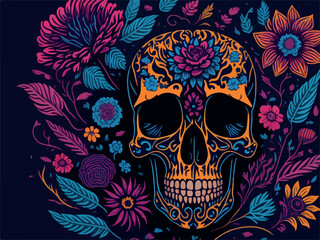 Sugar skull vector illustration generated by AI 