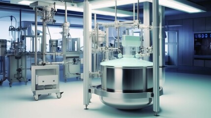 AI generated illustration of a close-up of a large scale flash purification system