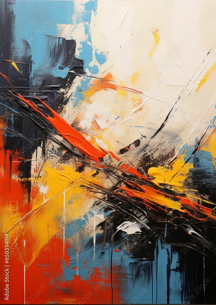 Canvas Prints ai generated illustration of an abstract painting on a canvas featuring a combination of colors