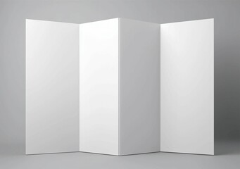AI generated illustration of white paper panels with crisp creases in the corner of a grey room